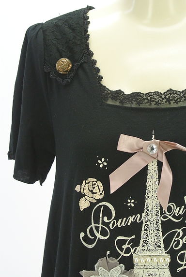 axes femme（アクシーズファム）の古着「パール付きプリントカットソー（カットソー・プルオーバー）」大画像４へ