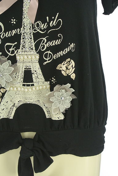 axes femme（アクシーズファム）の古着「パール付きプリントカットソー（カットソー・プルオーバー）」大画像５へ