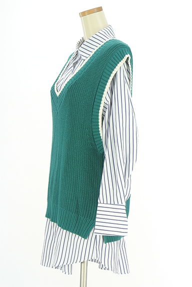 REDYAZEL（レディアゼル）の古着「ニットベスト＋ストライプシャツ（アンサンブル）」大画像３へ