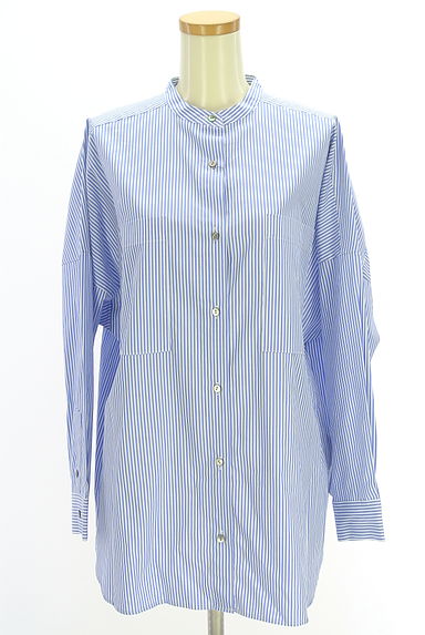 LAUTREAMONT（ロートレアモン）の古着「ストライプ柄バンドカラーシャツ（ブラウス）」大画像１へ