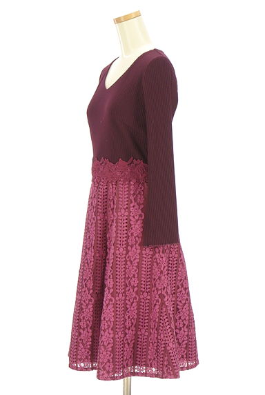 PROPORTION BODY DRESSING（プロポーションボディドレッシング）の古着「リブニット×レース膝下ワンピース（ワンピース・チュニック）」大画像３へ