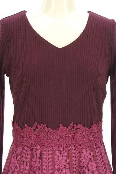 PROPORTION BODY DRESSING（プロポーションボディドレッシング）の古着「リブニット×レース膝下ワンピース（ワンピース・チュニック）」大画像４へ