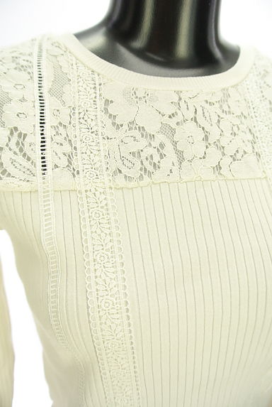 PROPORTION BODY DRESSING（プロポーションボディドレッシング）の古着「レース切替リブニットトップス（カットソー・プルオーバー）」大画像４へ