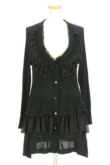 クリックで大画像表示 HIROKO BIS(ヒロコビス)の古着「チュールフリルロングニットカーディガン(カーディガン・ボレロ)」大画像1へ