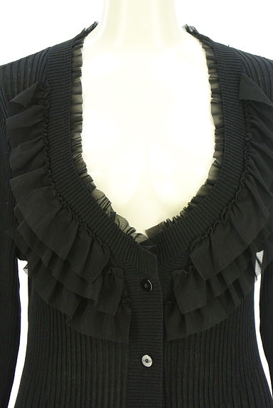 クリックで大画像表示 HIROKO BIS(ヒロコビス)の古着「チュールフリルロングニットカーディガン(カーディガン・ボレロ)」大画像4へ