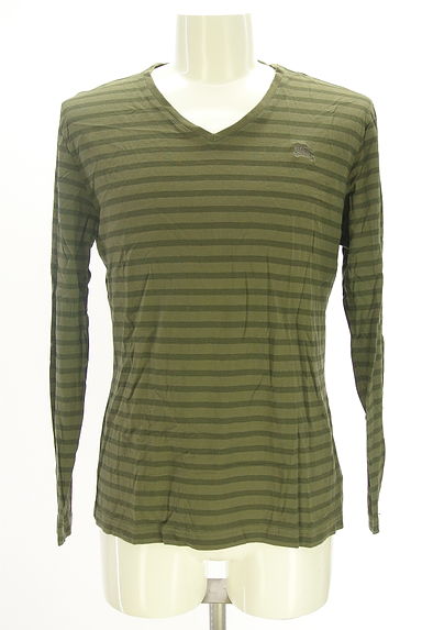 BURBERRY BLACK LABEL（バーバリーブラックレーベル）の古着「ワンポイントボーダーロンT（Ｔシャツ）」大画像１へ