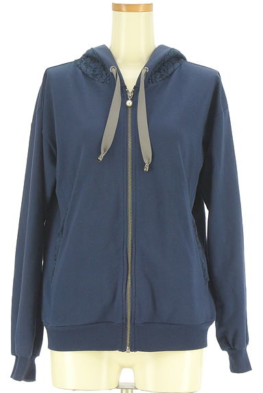 クリックで大画像表示 axes femme(アクシーズファム)の古着「レースフードジップパーカー(スウェット・パーカー)」大画像1へ