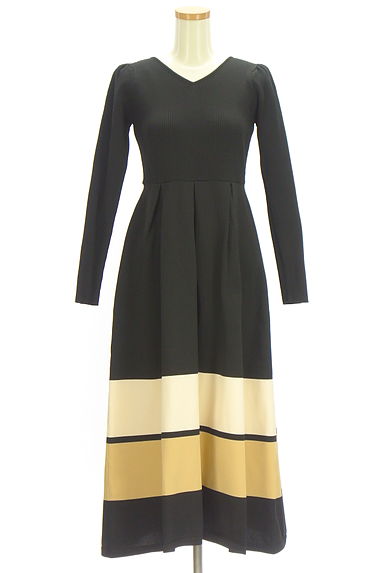 クリックで大画像表示 PROPORTION BODY DRESSING(プロポーションボディドレッシング)の古着「裾ボーダーニットワンピース(ワンピース・チュニック)」大画像1へ