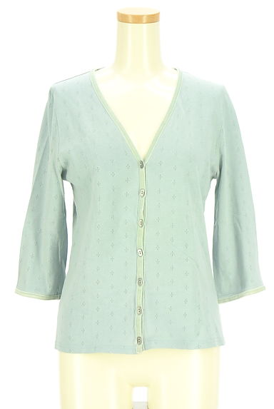 クリックで大画像表示 Laura Ashley(ローラアシュレイ)の古着「ベロアパイピング7分袖カーディガン(カーディガン・ボレロ)」大画像1へ