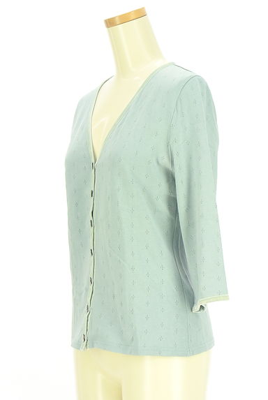 クリックで大画像表示 Laura Ashley(ローラアシュレイ)の古着「ベロアパイピング7分袖カーディガン(カーディガン・ボレロ)」大画像3へ