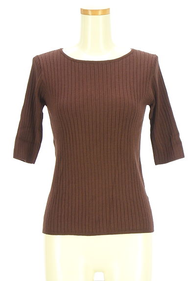 Couture Brooch（クチュールブローチ）の古着「背中レースアップ5分袖リブニットトップス（ニット）」大画像１へ