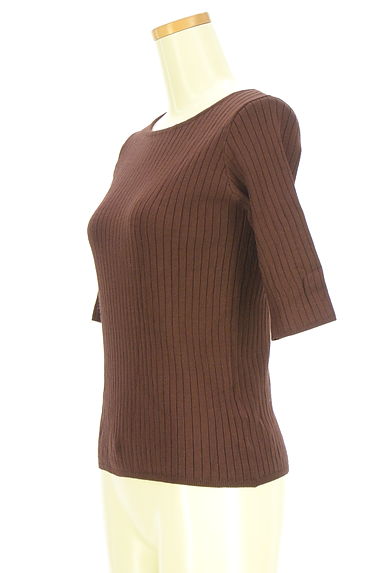 Couture Brooch（クチュールブローチ）の古着「背中レースアップ5分袖リブニットトップス（ニット）」大画像３へ