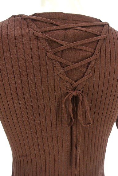 Couture Brooch（クチュールブローチ）の古着「背中レースアップ5分袖リブニットトップス（ニット）」大画像５へ