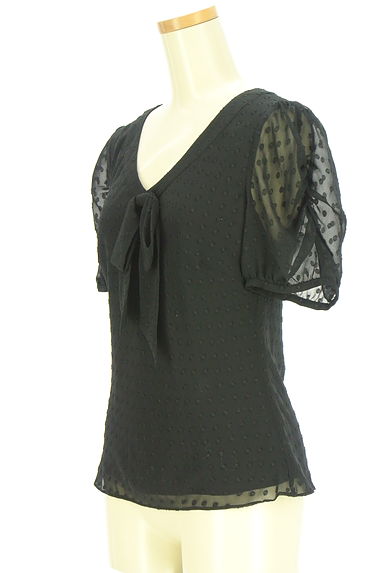 クリックで大画像表示 Laura Ashley(ローラアシュレイ)の古着「ドットドビーシフォンブラウス(カットソー・プルオーバー)」大画像3へ