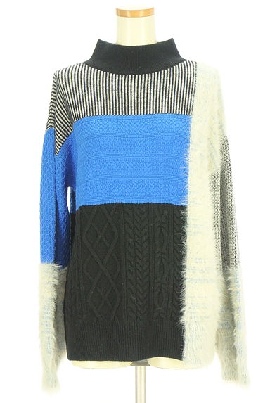 クリックで大画像表示 ROSE BUD(ローズバッド)の古着「編地切替モックネックニットトップス(セーター)」大画像1へ