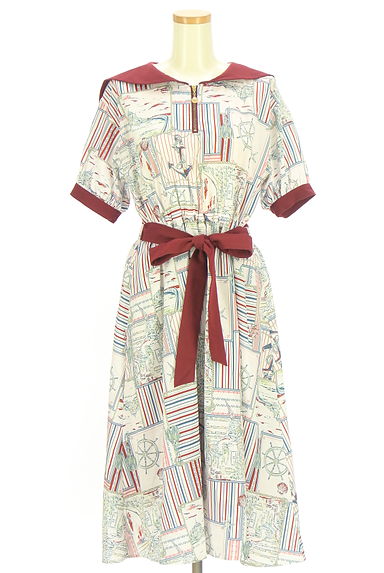 axes femme（アクシーズファム）の古着「海モチーフ柄セーラー襟ワンピース（ワンピース・チュニック）」大画像１へ