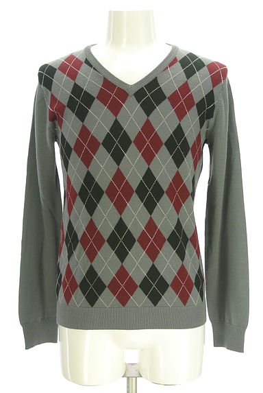 クリックで大画像表示 NICOLE(ニコル)の古着「Vネックアーガイルチェック柄ニットトップス(ニット)」大画像1へ