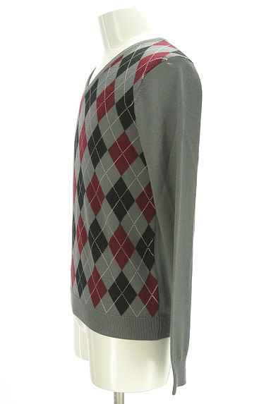 クリックで大画像表示 NICOLE(ニコル)の古着「Vネックアーガイルチェック柄ニットトップス(ニット)」大画像3へ