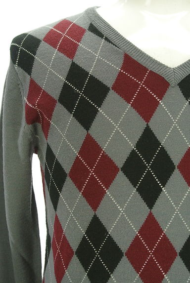 クリックで大画像表示 NICOLE(ニコル)の古着「Vネックアーガイルチェック柄ニットトップス(ニット)」大画像4へ