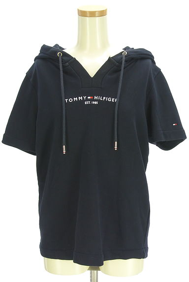クリックで大画像表示 TOMMY HILFIGER(トミーヒルフィガー)の古着「ブランドロゴ刺繍入り半そでスウェットパーカー(スウェット・パーカー)」大画像1へ