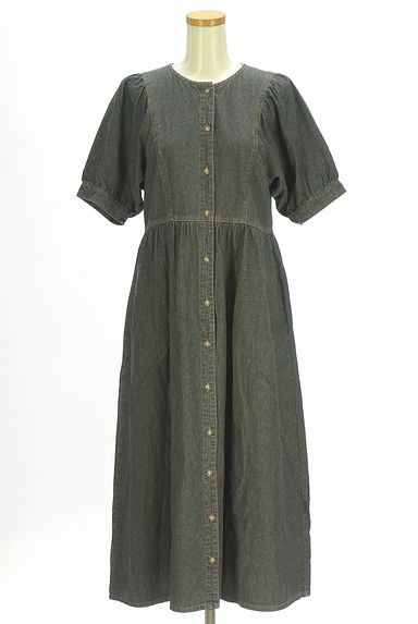 クリックで大画像表示 Samansa Mos2(サマンサモスモス)の古着「パフスリーブロングデニムシャツワンピース(ワンピース・チュニック)」大画像1へ