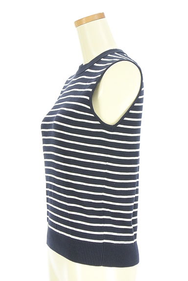 INED（イネド）の古着「ボーダー柄ノースリニットトップス（ニット）」大画像３へ