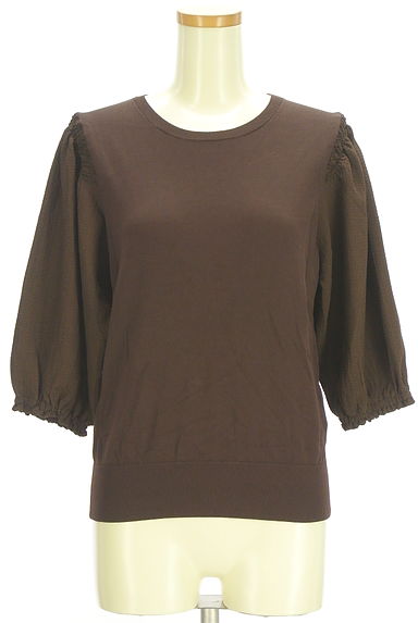 クリックで大画像表示 MK MICHEL KLEIN(エムケーミッシェルクラン)の古着「別地パフスリーブ7分袖ニットトップス(ニット)」大画像1へ