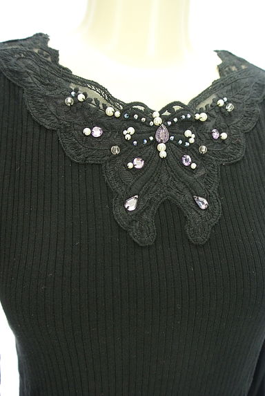 axes femme（アクシーズファム）の古着「パール付きレースリブニット（カットソー・プルオーバー）」大画像４へ