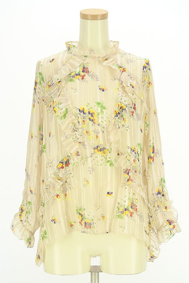 DEICY（デイシー）の古着「ストライプ×花柄シアーブラウス（カットソー・プルオーバー）」大画像１へ