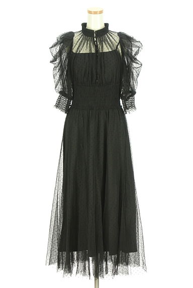 クリックで大画像表示 Snidel(スナイデル)の古着「ドットチュール5分袖ロングワンピース(ワンピース・チュニック)」大画像1へ