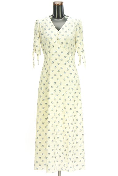 DEICY（デイシー）の古着「光沢ドット×花柄ロングワンピース（ワンピース・チュニック）」大画像１へ