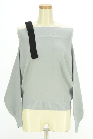 PROPORTION BODY DRESSING（プロポーションボディドレッシング）の古着「ベロア肩紐付きオフショルにっと（ニット）」大画像１へ