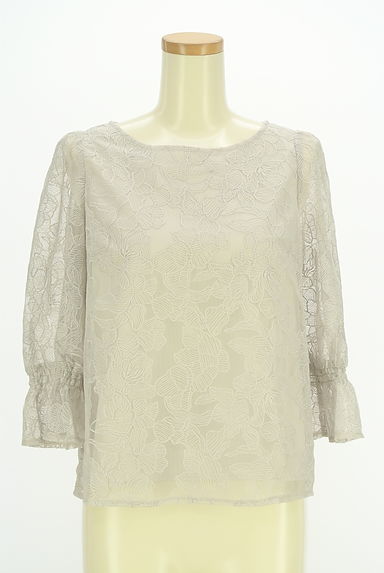 PROPORTION BODY DRESSING（プロポーションボディドレッシング）の古着「花刺繍チュールレースブラウス（カットソー・プルオーバー）」大画像１へ
