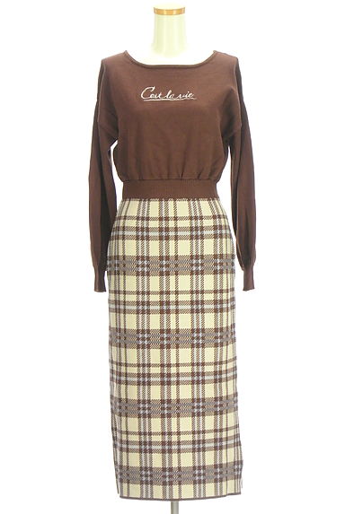 クリックで大画像表示 PROPORTION BODY DRESSING(プロポーションボディドレッシング)の古着「EDIT COLOGNE ウエストゴムニットロングワンピース(ワンピース・チュニック)」大画像1へ