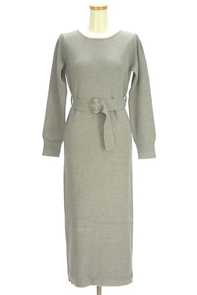 クリックで大画像表示 PROPORTION BODY DRESSING(プロポーションボディドレッシング)の古着「ベルト付きロングニットワンピース(ワンピース・チュニック)」大画像1へ