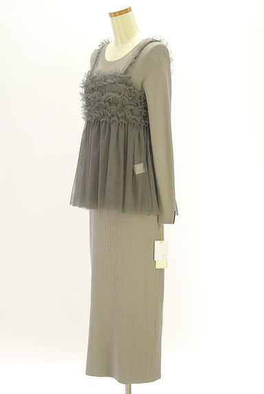 クリックで大画像表示 PROPORTION BODY DRESSING(プロポーションボディドレッシング)の古着「EDIT COLOGNE チュールビスチェ付きリブニットワピース(ワンピース・チュニック)」大画像3へ