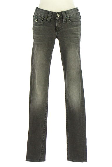 TRUE RELIGION（トゥルーレリジョン）の古着「ビジューボタン付きブラックスキニーデニムパンツ（デニムパンツ）」大画像１へ