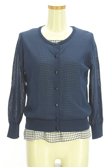 ketty（ケティ）の古着「ニットカーデ×ギンガムチェック柄カットソー アンサンブル（アンサンブル）」大画像１へ