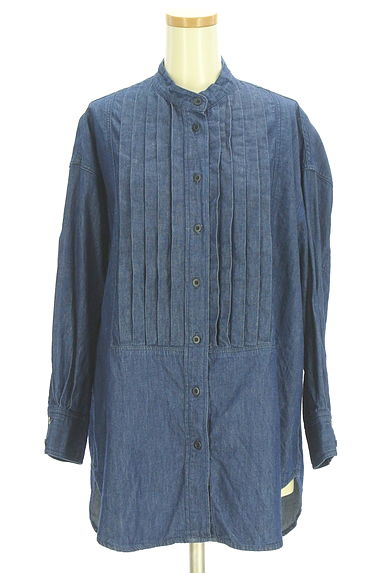 クリックで大画像表示 23区(ニジュウサンク)の古着「バンドカラータックデニムシャツ(ブラウス)」大画像1へ