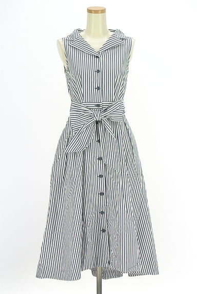 クリックで大画像表示 STRAWBERRY-FIELDS(ストロベリーフィールズ)の古着「ストライプ柄ノースリシャツワンピース(ワンピース・チュニック)」大画像1へ