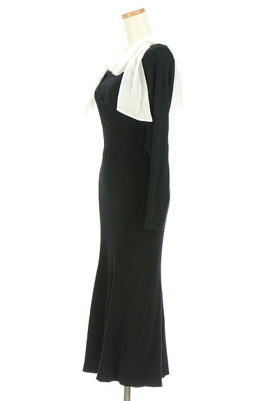 MERCURYDUO（マーキュリーデュオ）の古着「レイヤード風肩リボンロングニットワンピース（ワンピース・チュニック）」大画像３へ