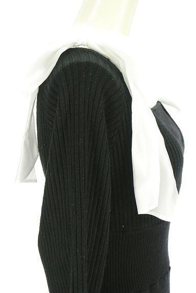 MERCURYDUO（マーキュリーデュオ）の古着「レイヤード風肩リボンロングニットワンピース（ワンピース・チュニック）」大画像５へ