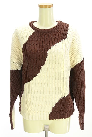 クリックで大画像表示 MOUSSY(マウジー)の古着「バイカラーケーブルニット(ニット)」大画像1へ