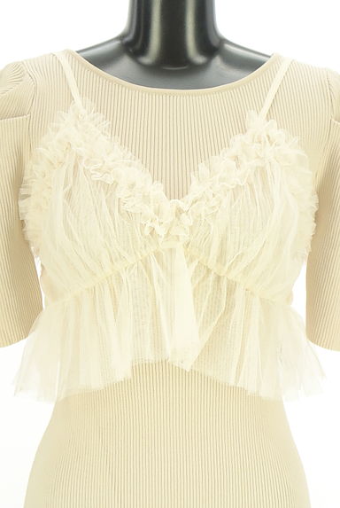 クリックで大画像表示 LILLIAN CARAT(リリアンカラット)の古着「チュールビスチェ付き半そでリブニットワンピース(ワンピース・チュニック)」大画像4へ