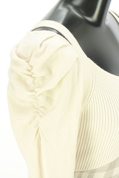 RESEXXY（リゼクシー）の古着「チェック柄切替オープンショルダーニットワンピース（ワンピース・チュニック）」大画像４へ