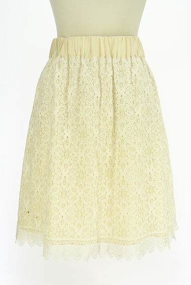 QUEENS COURT（クイーンズコート）の古着「レース×無地リバーシブル膝丈スカート（スカート）」大画像１へ