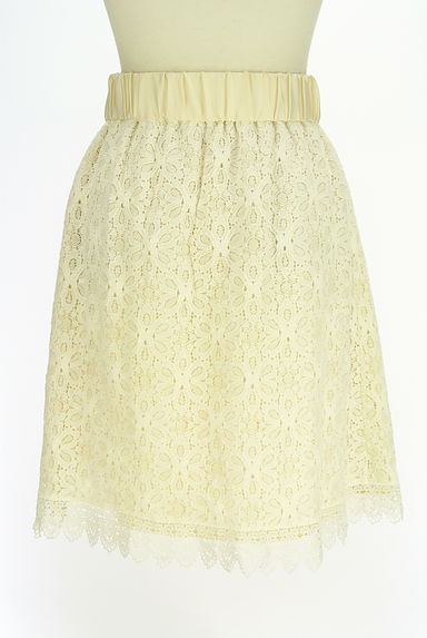 QUEENS COURT（クイーンズコート）の古着「レース×無地リバーシブル膝丈スカート（スカート）」大画像２へ