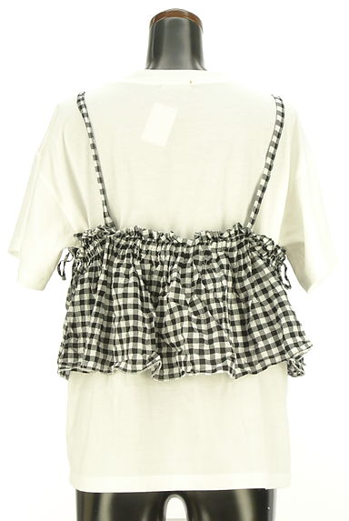 Samansa Mos2（サマンサモスモス）の古着「白Tシャツ+チェックキャミ（アンサンブル）」大画像２へ