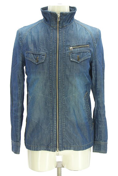 クリックで大画像表示 MEN'S MELROSE(メンズメルローズ)の古着「ダブルジップデニムジャケット(ブルゾン・スタジャン)」大画像1へ