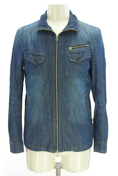 クリックで大画像表示 MEN'S MELROSE(メンズメルローズ)の古着「ダブルジップデニムジャケット(ブルゾン・スタジャン)」大画像4へ